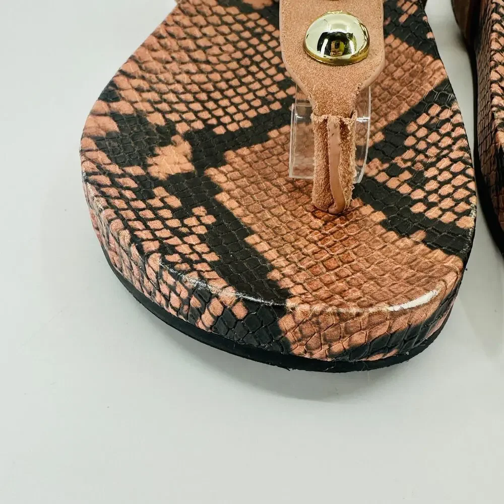 Marc Fisher Women's Indie Snakeskin Print Studded Toe Post Sandals Size 6.5